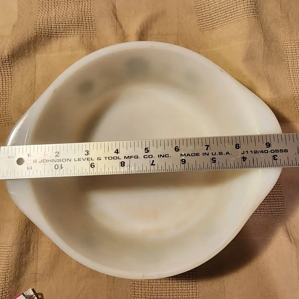 Vintage Glasbake J-2600 Casserole Dish 1.5 Qt Green Daisy Milk Glass USA #82 EUC